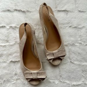 6.5 Karen Scott Beige/Tan Espadrille Wedge Sandals